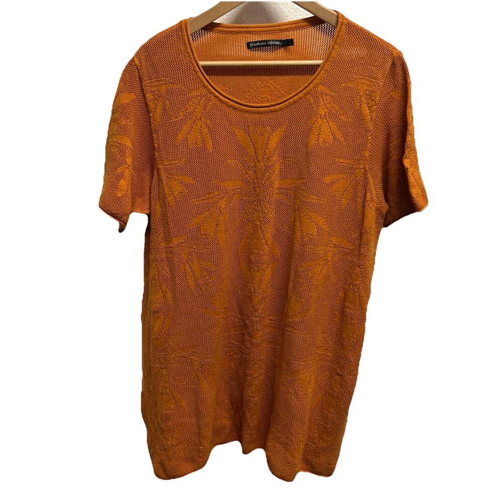 Gudrun Sjoden Floral Textured Short Sleeve Size Large Tunic Mini Dress Cotton